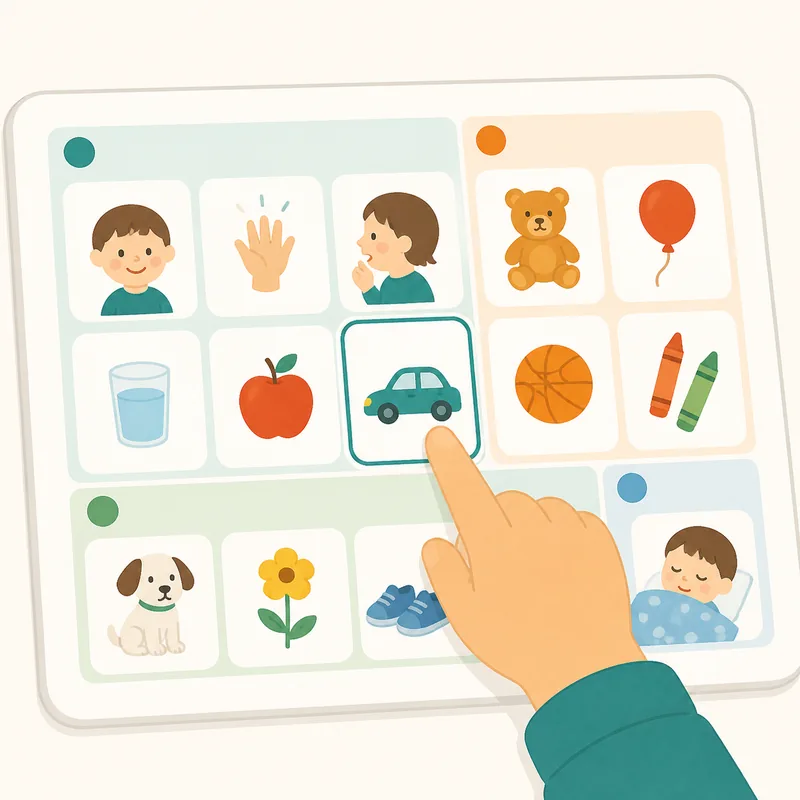 カテゴリの中から絵カードを選ぶイラスト